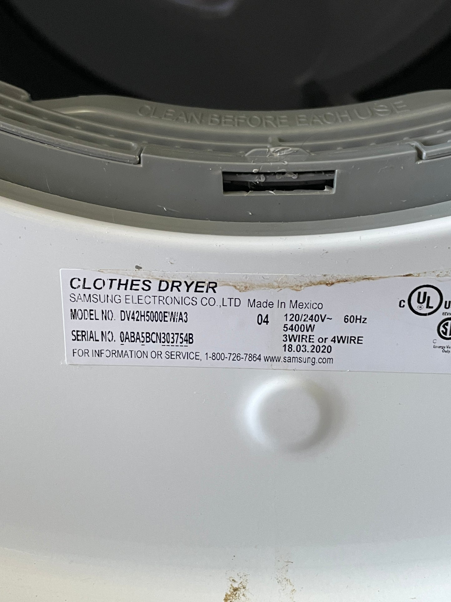 Samsung Electric Dryer In White, DV42H5000EW/A3, 999758