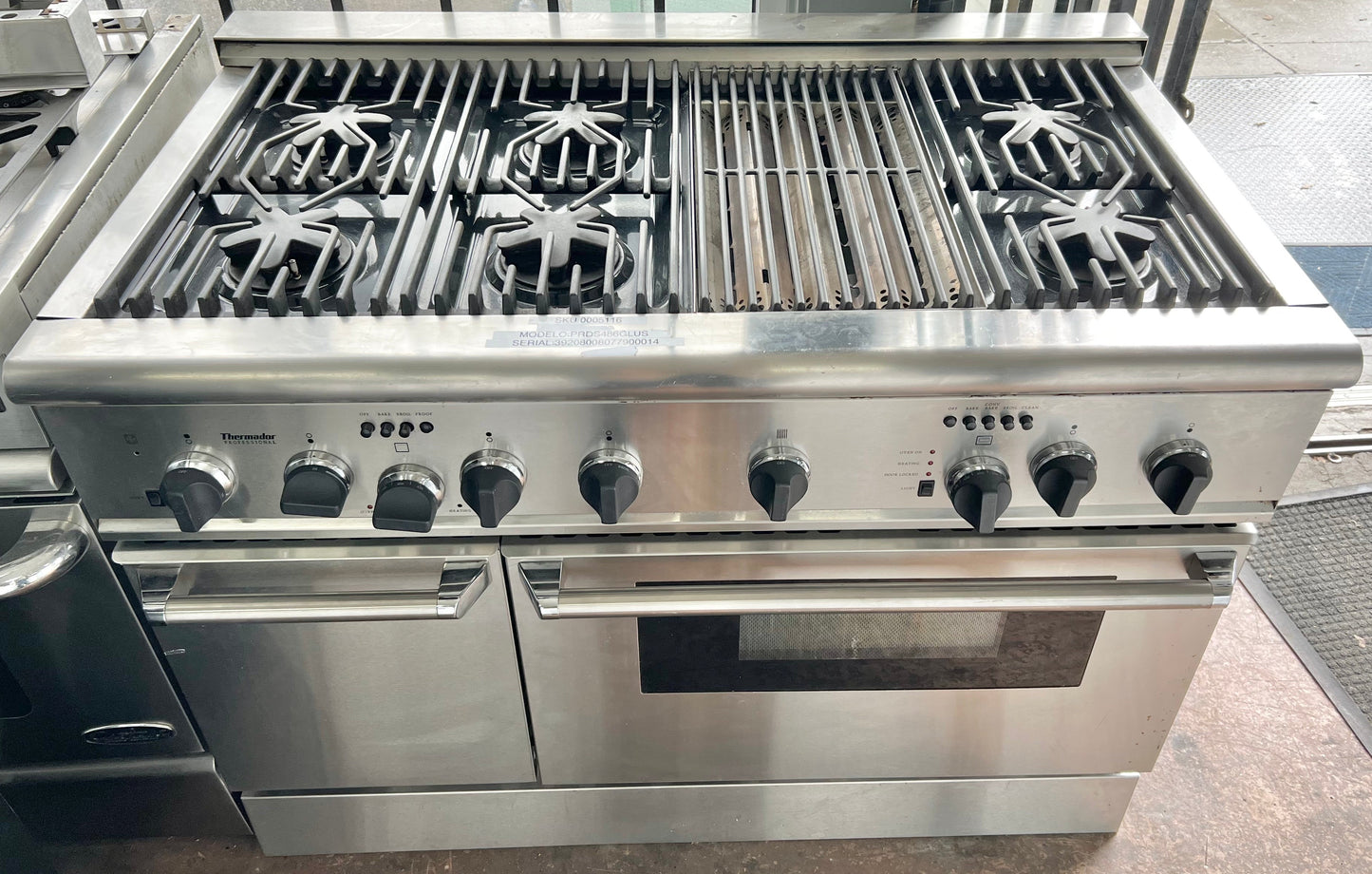 48 Inch Thermador Professional Dual Fuel Gas Range 6 Burner w Grill Convection Oven Stainless Steel, 101294