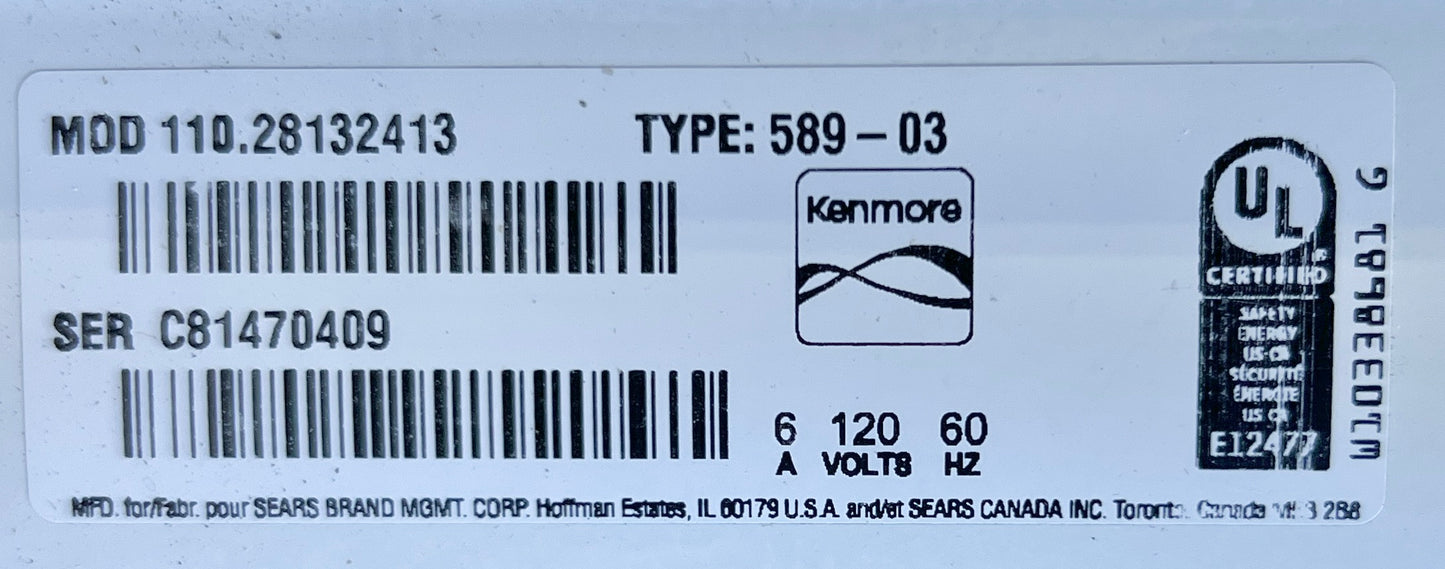 27 Inch Kenmore Top Load HE Washer Machine , 110.28132413, White , 373706