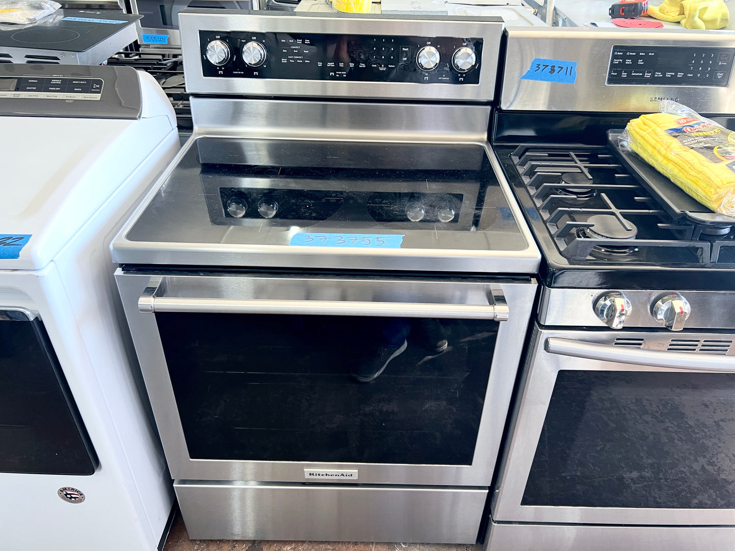 KitchenAid KFEG500ESS 30 Inch Electric Range 5 Elements, 6.4 cu. ft. Even Heat True Convection Oven, 2 Dual Elements, Warm Zone, Storage Drawer, AquaLift Self Clean Sabbath, Stainless Steel