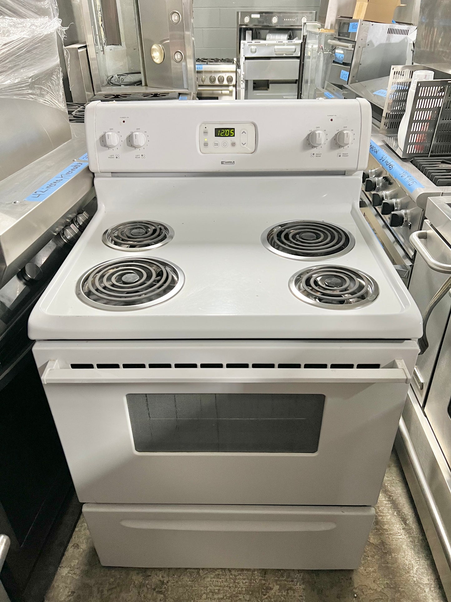 Kenmore 30 inch Freestanding Electric Range White Bake Broil 4 Burner Coils , Stove, 444105