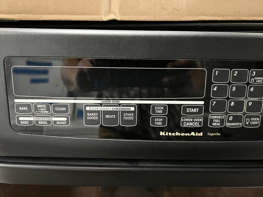 27 Inch Kitchenaid Built In Wall Microwave and Oven Combo, Black, Used , KEMS377GBL0, 888788