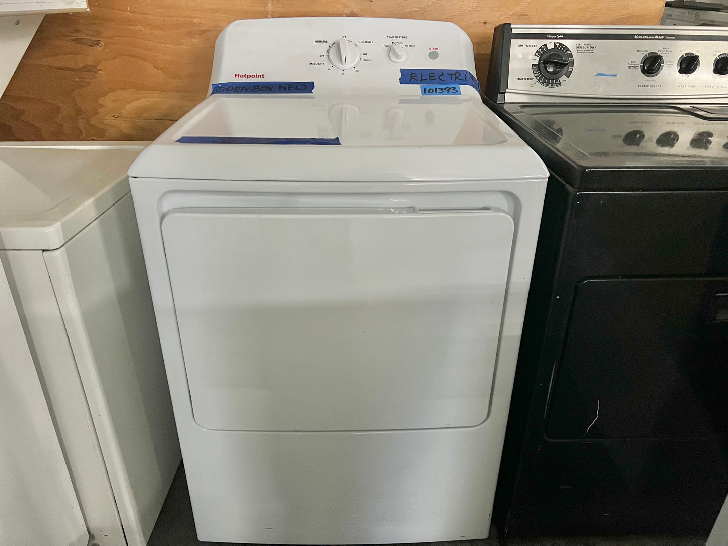 27 INCH Hotpoint HTX26EASWWW Front Load Electric Dryer Machine , 6.2 cu ft, Auto Dry, Powerful Venting, Large Diffuser, Aluminized Drum, * New Open Box * Reversible Dryer Door , 101393