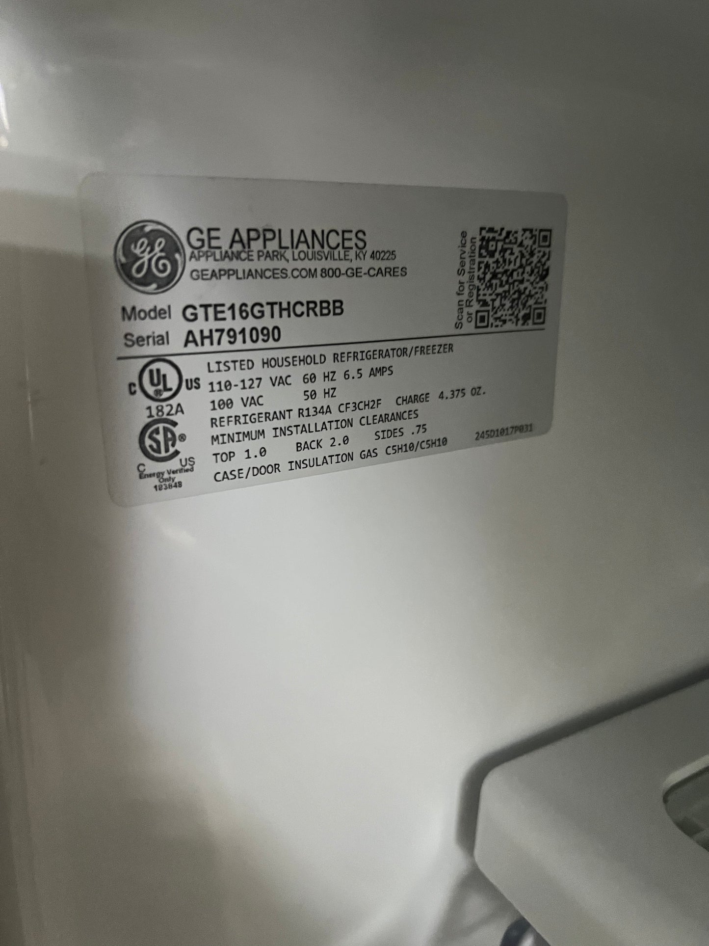 28 Inch GE Top Freezer Full Depth Refrigerator In Black, GTE16GTHCRBB, 444313