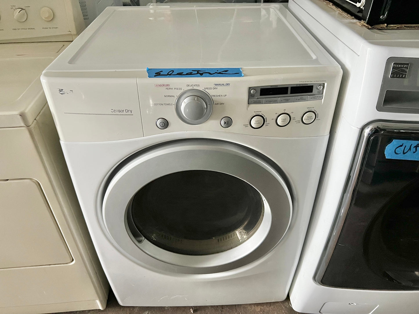 LG DLE2050W 27 Inch Electric Dryer Machine 7.1 cu. ft., 7 Drying Programs, 5 Temperature Levels, LED Display Sensor Dry , White, 444190