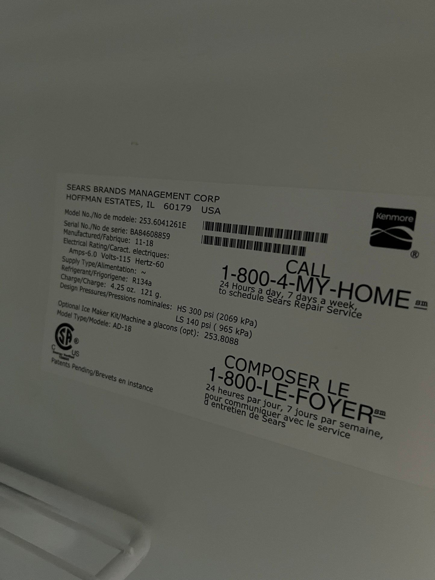 Kenmore 30 Top Freezer Refrigerator In White, 253.6041261E, 444325