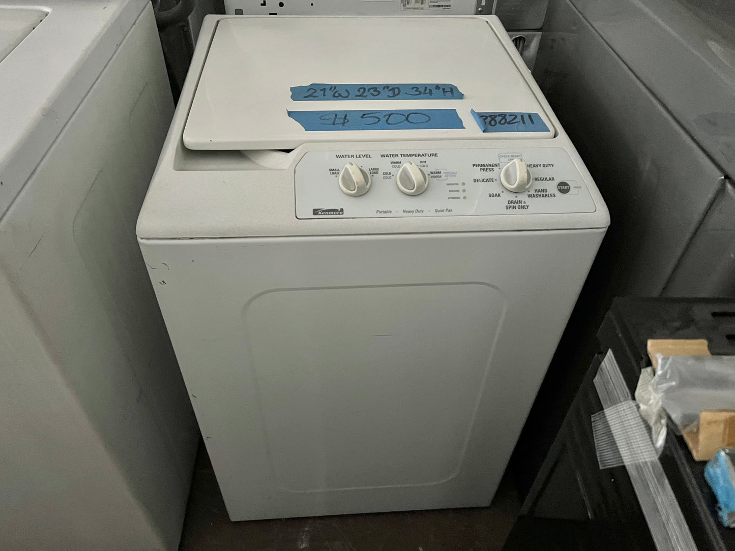 PORTABLE 22 Inch Kenmore Heavy Duty Top Load Washer with Transmission , White , 888211