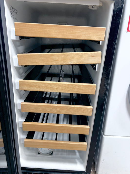 Sub-Zero 315WSTHLH 15 Inch Built-in Wine Storage with 26-Bottle Capacity, 6 Compartment Shelves, Roller-Glide Shelves, Cherry Wood Facing, Full-View High Altitude Glass Door, Stainless Steel Front and Tubular Handle: Left Door Swing , 373833