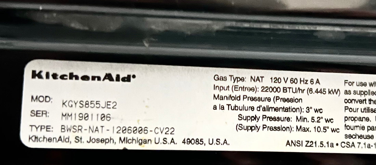 KitchenAid Front Load Gas Dryer Machine , Black , 444208