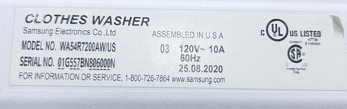 Samsung WA54R7200AV 28 Inch Top Load Washer 5.4 Cu. Ft. Capacity, Active WaterJet, Deep Fill, Smart Care, , Energy Star , White , 373863