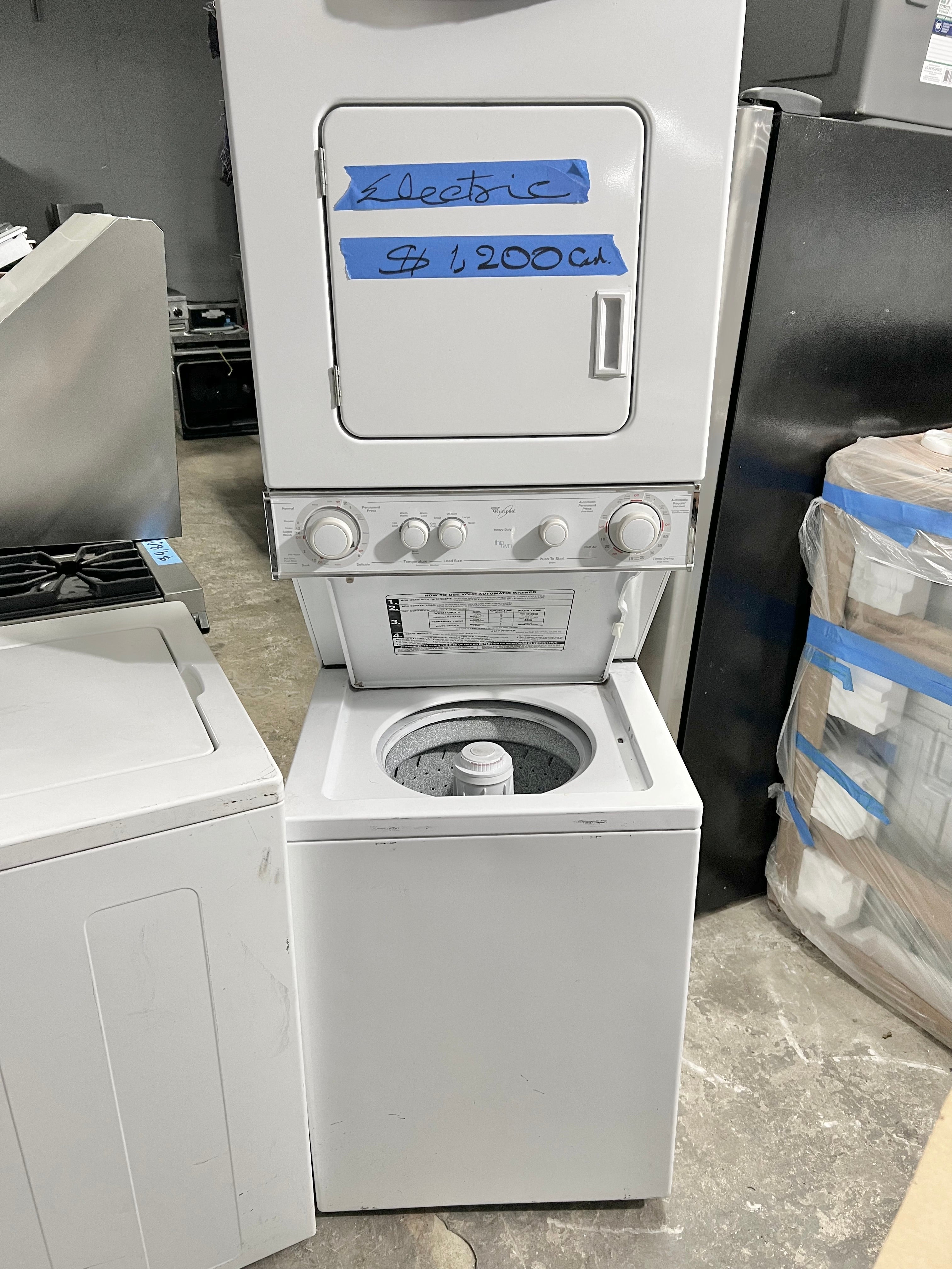 90 Day Warranty 24 Inch Whirlpool Laundry Center Stackable Washer Drye ...