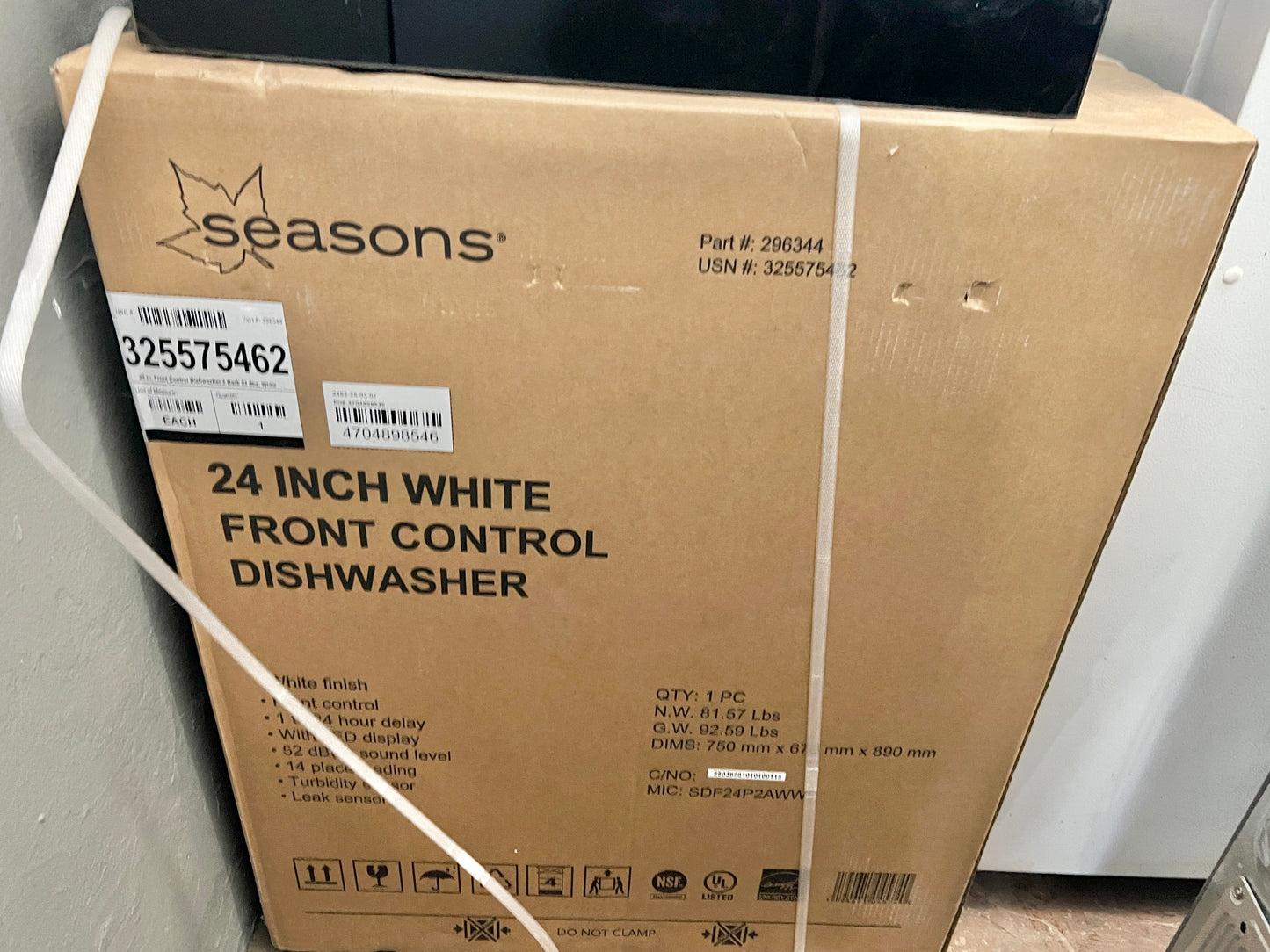 Seasons SDF24P2AWW 24 inch Front Control Dishwasher 2 Rack, 52 dba, White with Heavy,Normal,Light ECO,Glass,Rinse Settings , 444518