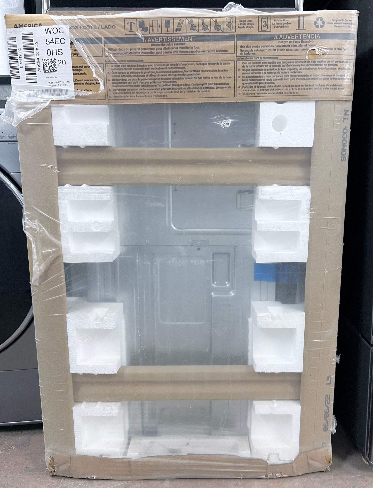 惠而浦 30 吋微波爐壁掛爐組合 WOC54EC0HS 冷凍烘焙溫度感測器多步驟烹飪快速預熱保溫設定星 K,相容於安息日模式 6.6 立方公分。英尺。 , 不鏽鋼新款 888994