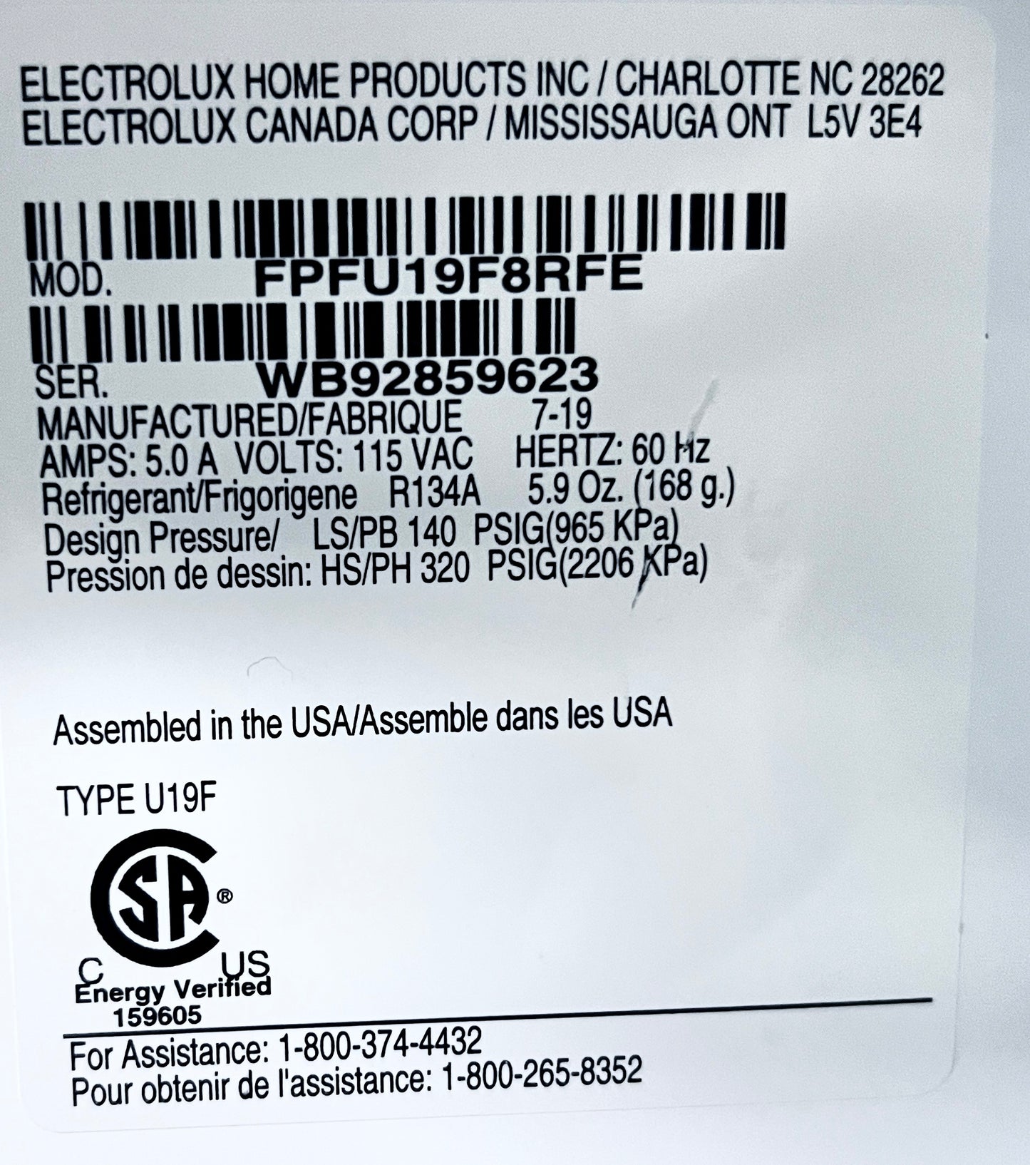 32 Inch Frigidaire Electrolux Professional FPFU19F8RFE Freezer Column , 18.6 cu. ft., Built-in Ice Maker, Soft Freeze Zone , Smudge-Proof Stainless Steel , 444419