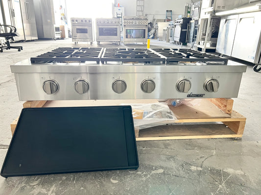 Dacor HRTP486SNG Rangetop 6 Burners, Continuous Grates, Simmer Sear Burners, Perma-Flame, Illumina Knobs, Smart Flame, Griddle, New Open Box , Natural Gas 48 Inch