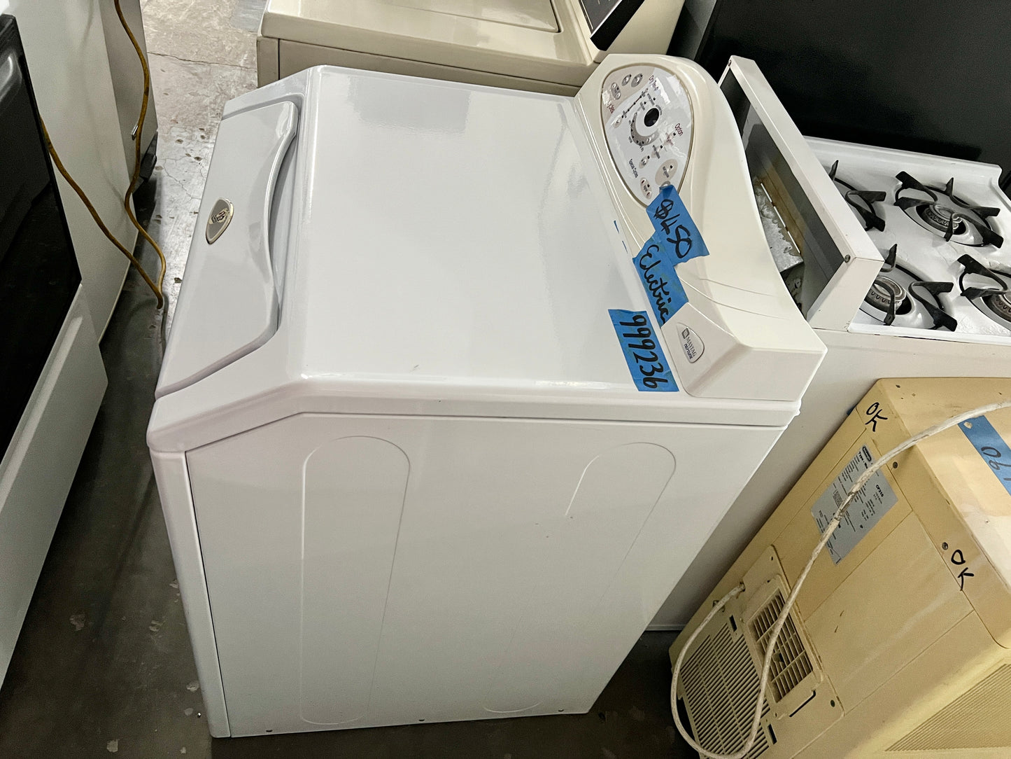27 Inch Maytag Neptune Front Load Electric Dryer Machine, King Size Capacity , White, Used, 999236