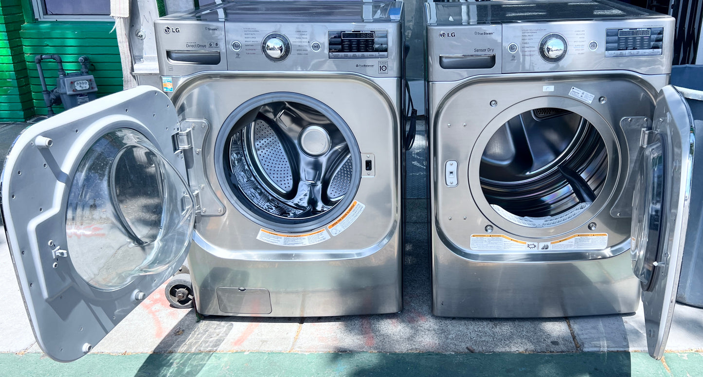 29 inch LG Front Load Washer and Gas Dryer Steam , 9 Cu Ft Capacity Drying , 5.1` Cu Ft Washing Capacity , Graphite Steel , WM8000HVA , DLGX8001V, 444435