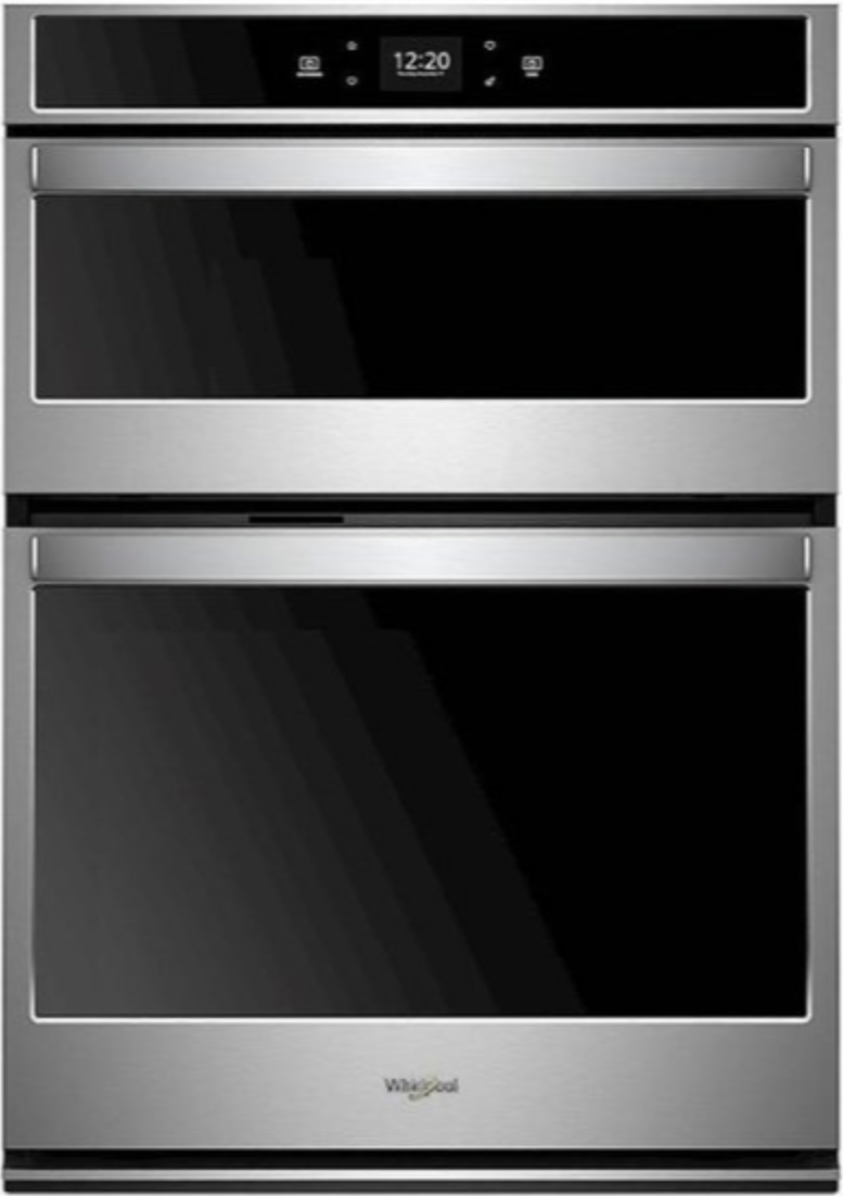 Whirlpool Microwave Wall Oven Combo WOC54EC0HS Frozen Bake Temperature Sensor Multi-Step Cooking Rapid Preheat Keep Warm Setting Star K,Compliant Sabbath Mode 6.6 Cu. Ft. , Stainless Steel , New Open Box 30 Inch 444397