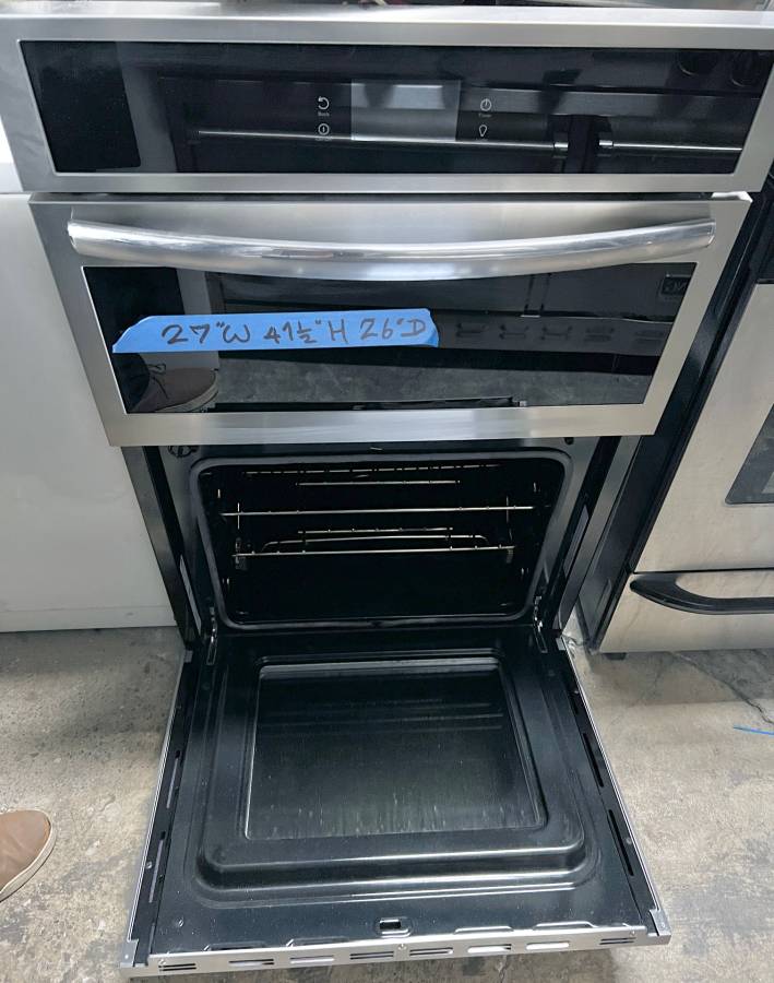 27 Inch Frigidaire  GCWM2767AF Combination Electric Wall Oven , AIR FRY , 5.5 Cu. Ft. Convection Oven, Steam Self Clean,  Steam Bake, Microwave,  Sabbath Mode, Star-K Stainless Steel   444400