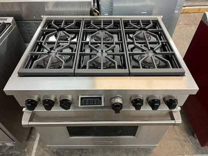 Wolf 36 Inch Pro-Style Dual Fuel Gas Range,DF366 Convection Oven ,6 Burner  Stainless Steel 369133