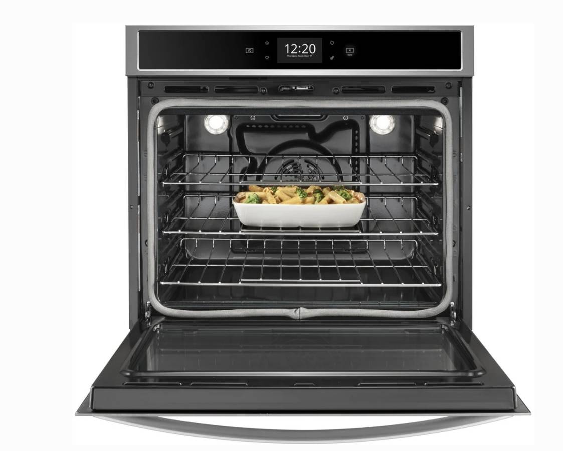 惠而浦 WOS51EC0HS 30 吋 5.0 銅。英尺。智慧單烤箱觸控屏，冷凍烘烤，溫度感應器，多步驟烹飪，快速預熱，保溫設置，控制鎖定模式，Star K 安息日模式，不銹鋼，全新開盒 369148