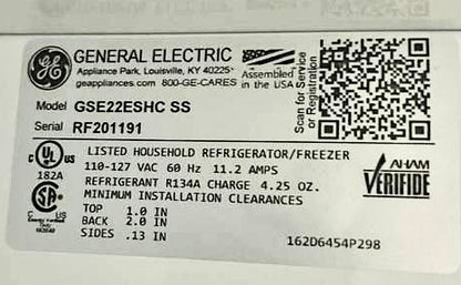 33 Inch Side-by-Side Refrigerator, GSE22ESHCSS with 21.8 cu. ft. Capacity,  Stainless Steel , 444371