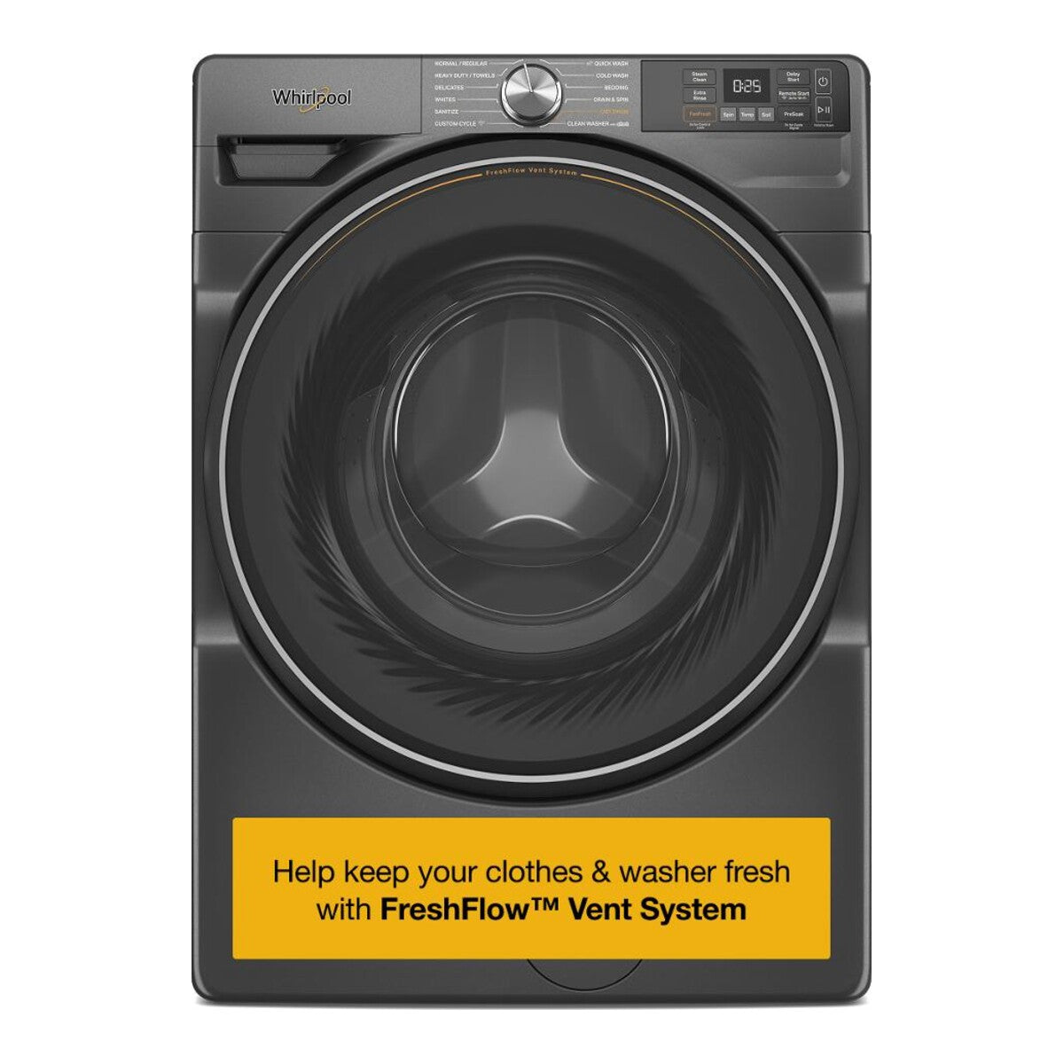 Whirlpool MFW5720RU 4.5 Cu Ft Smart Washer Front Load Volcano Black Energy Star 27 Inch New 999008