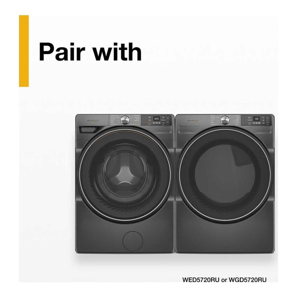 Whirlpool MFW5720RU 4.5 Cu Ft Smart Washer Front Load Volcano Black Energy Star 27 Inch New 999008