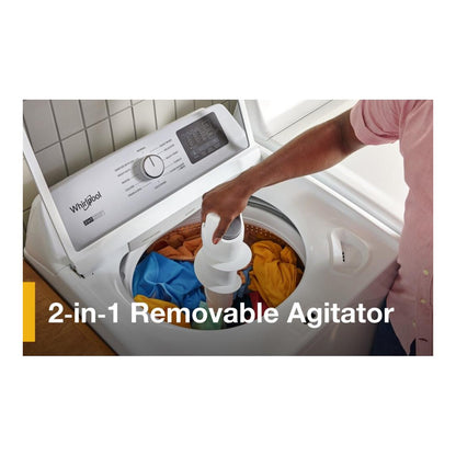Whirlpool Top Load Washer WTW4307SW , 4.3 Cu Ft 27 Inch , New 2 in 1 Removable Agitator  and Soft Close Glass Lid , 999018
