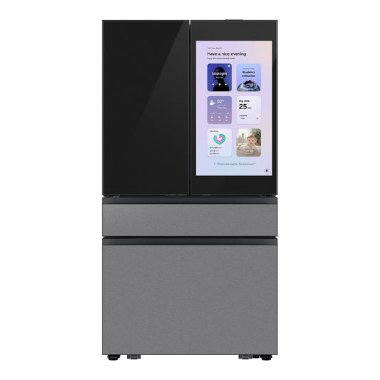 Samsung RF90F23EECR Family Hub Refrigerator 4 Door French Style Stainless Steel 23 Cu Ft Counter Depth AI Vision Beverage Center Charcoal Glass , 111019