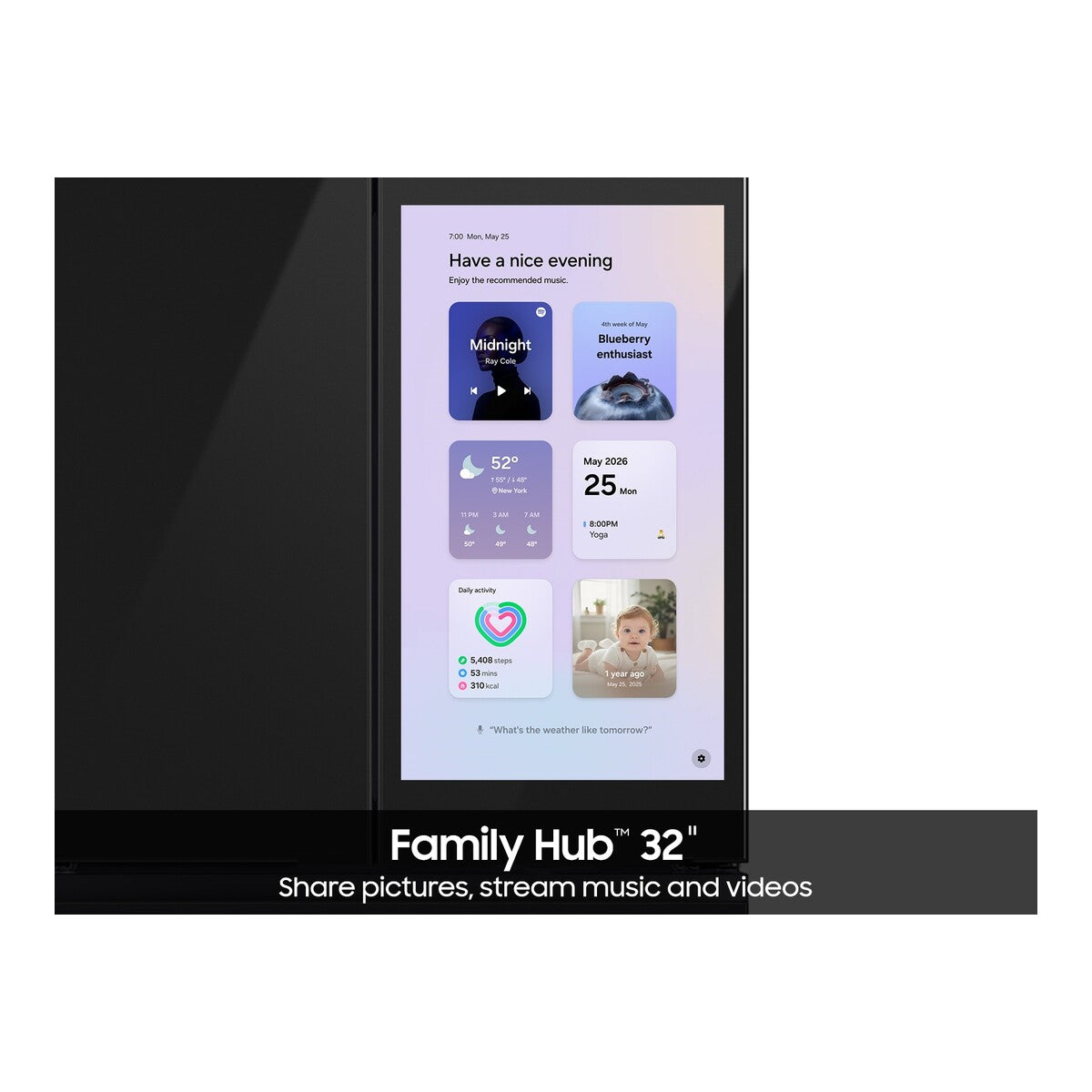 Samsung RF90F23EECR Family Hub Refrigerator 4 Door French Style Stainless Steel 23 Cu Ft Counter Depth AI Vision Beverage Center Charcoal Glass , 111019