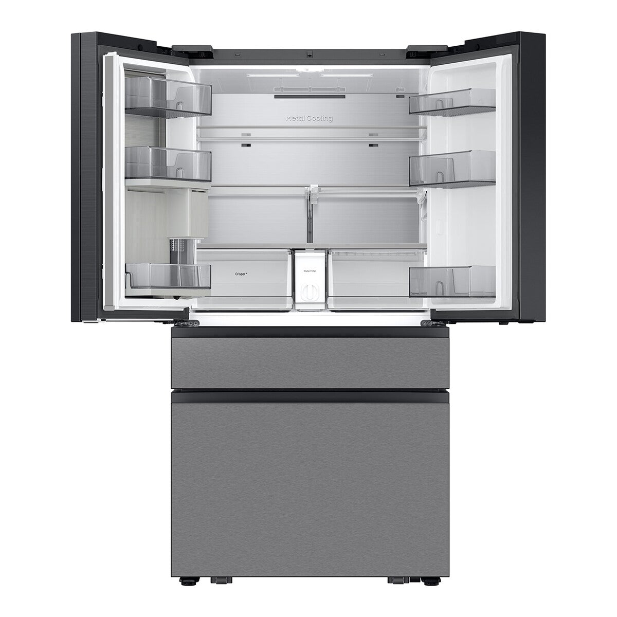 Samsung RF90F23EECR Family Hub Refrigerator 4 Door French Style Stainless Steel 23 Cu Ft Counter Depth AI Vision Beverage Center Charcoal Glass , 111019