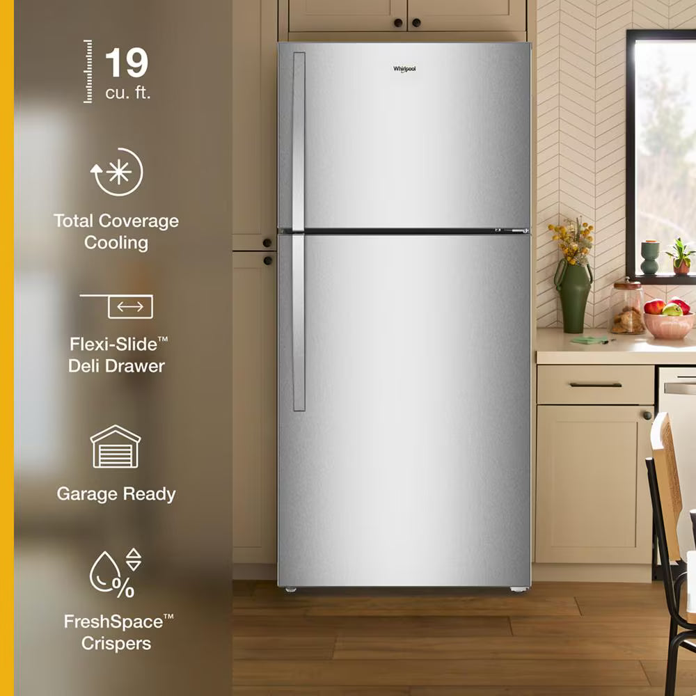 Whirlpool WRTX7419SZ Refrigerator , Top Freezer 19 CU Ft , Energy Star , Fingerprint Resistant Stainless Steel  30 Inch , 111013