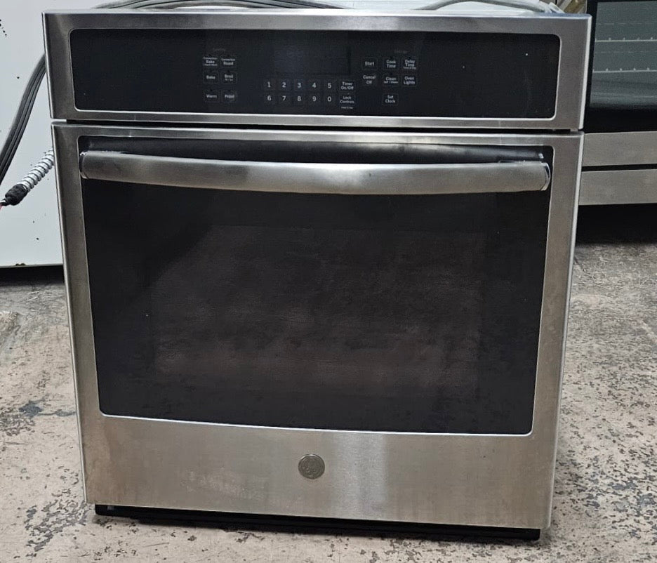 GE JK5000SFSS 27 Inch Single Electric Wall Oven 4.3 cu. ft. Convection, Hidden Bake Interior, 3 Self-Clean Oven Racks, Ten-Pass Bake Element, Glass Touch Controls, Star-K Certified Sabbath Mode, ADA Compliant and GE Fits! Guarantee,Stainless Steel, 999537