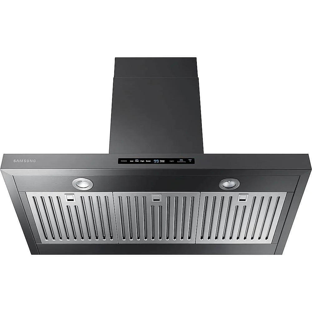 Samsung 36 Inch Smart Wall Chimney Range Hood NK36K7000WG Wi-Fi,Bluetooth,600 CFM,3 Speeds,LED Cooktop,Digital Touch Controls,Dishwasher Safe Metal Filters,ADA,Black Stainless Steel,NEW,369054