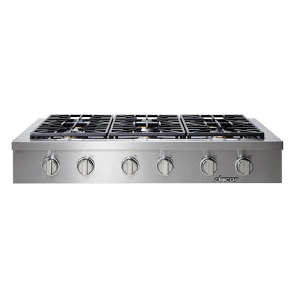 Dacor 48 Inch Professional Gas Rangetop HRTP486S 6 Sealed Burners, Continuous Grates, Simmer Sear Burners, Perma-Flame, Illumina Knobs, SmartFlame Technology, and Griddle,Cooktop 369006