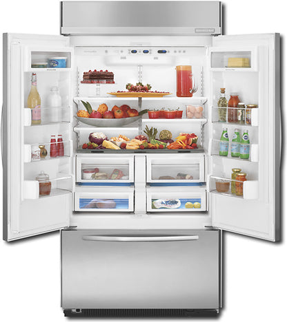 KitchenAid 42 Inch Built-In Refrigerator KBFC42FTS,Ice,Water,3-Door,French,Architect Series II,Stainless Steel,Glass-Touch Electronic Controls,Automatic Ice Maker and Max Cool Setting,999298