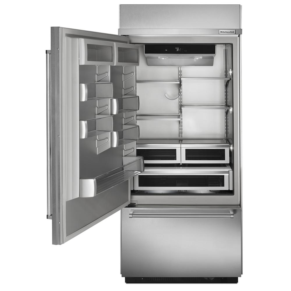 KBBL306ESS Kitchenaid Bottom Mount Built In Refrigerator with Platinum Interior , Ice Maker , Stainless Steel , Bottom Freezer Pull Out Drawer , 36 Inch 013007