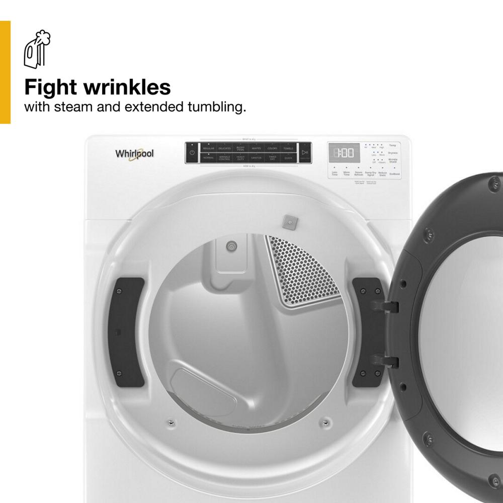 WED8620HW Whirlpool Front Load Electric Dryer with Steam Cycles 7.4 Cu Ft Capacity White 27 Inch 014002