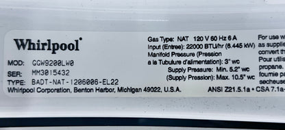 27 Inch Whirlpool GGW9200LW Front Load Gas Dryer Machine ,  White , 444294
