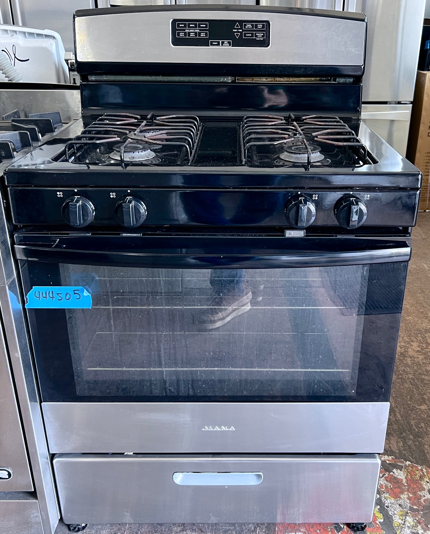30 Inch Amana  AGR6303MMS Gas Range 4 Sealed Burners, 5.1 cu. ft. Oven, Bake Assist Temps, Broiler Drawer, Stainless Steel , 444505