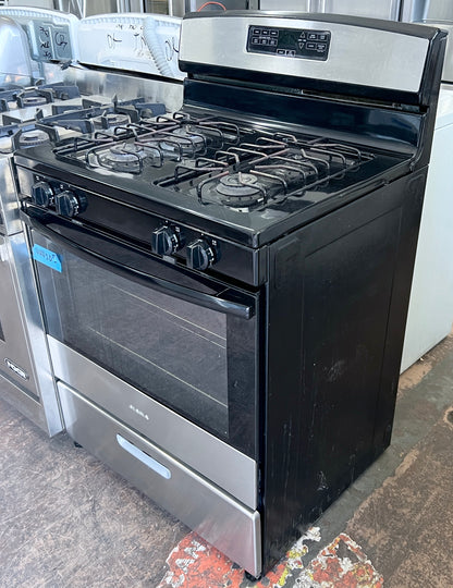 30 Inch Amana  AGR6303MMS Gas Range 4 Sealed Burners, 5.1 cu. ft. Oven, Bake Assist Temps, Broiler Drawer, Stainless Steel , 444505