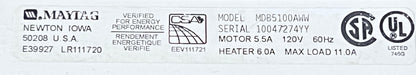 24 Inch Maytag Built In Under Counter Dishwasher White , MDB5100AWW, 101309