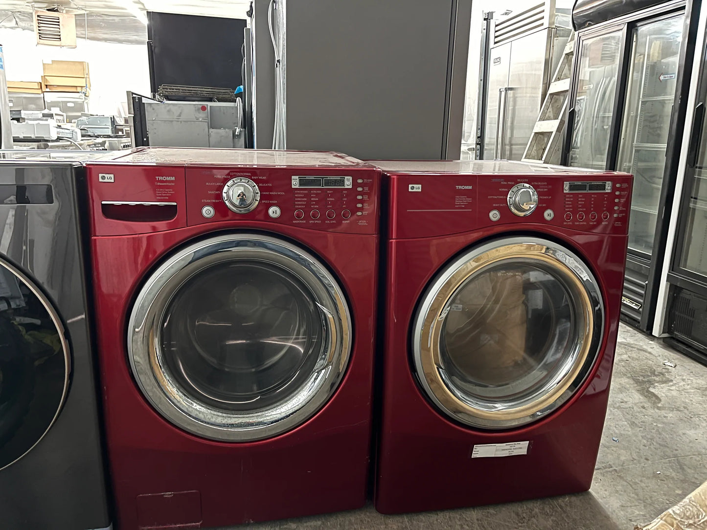 LG Front Load Washer and Electric Dryer Set In Red, WM2487HRM, DLE7177RM, 369199