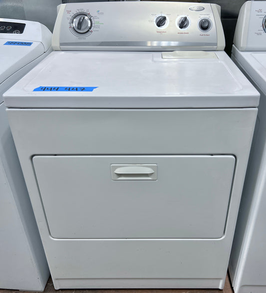 29 Inch Whirlpool  WED5300VW Electric Dryer 7.0 cu. ft., 12 Dry Cycles, 5 Temperature Options, AccuDry Sensor, Wrinkle Shield Option Plus, Timed Dry Wide-Opening Hamper Door , white , 444447