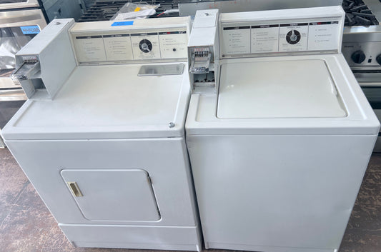 Kenmore Commercial Coin Operated Washer and Dryer Set,  Gas , Front Load Dryer 7 Cu Ft Capacity , White , 444479
