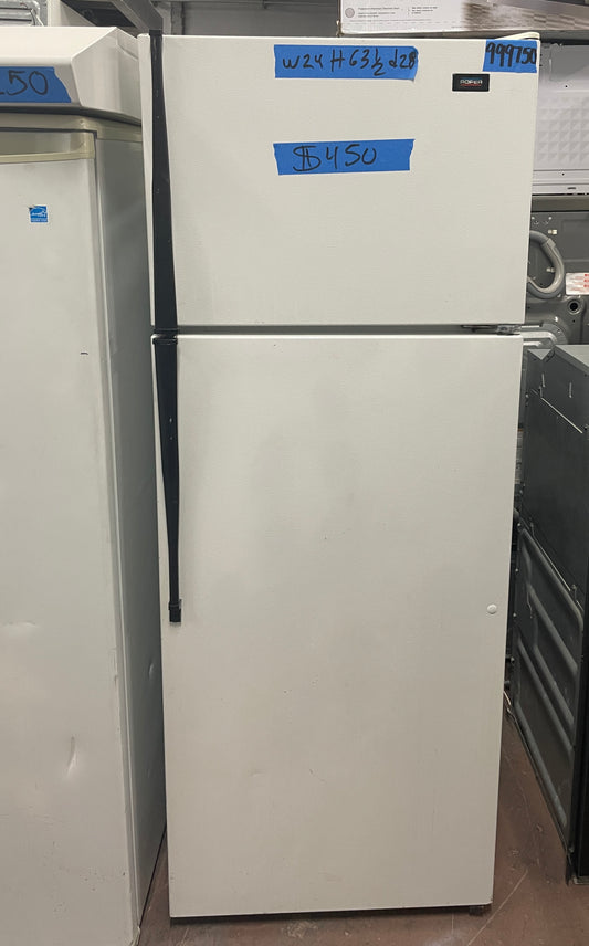 Roper 24 Inch Top Freezer Refrigerator In White, RT12DKXEW00, 999750