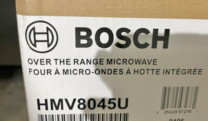 Bosch 800 Series  HMV8045U 30 Inch Built In Over the Range Convection Microwave with 1.9 Cu. Ft. Capacity, 4-Speed 385 CFM Blower, Sensor Cooking, SpeedChef, Convection Bake, Stainless Steel Cavity, Fingerprint Resistant, Turntable UL 101252