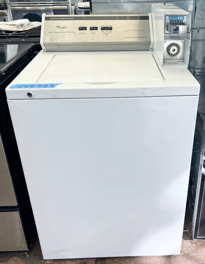 Whirlpool Commercial Coin Operated Washer Machine Top Load Heavy Duty Commercial Grade , Coin Slot , White , 444487