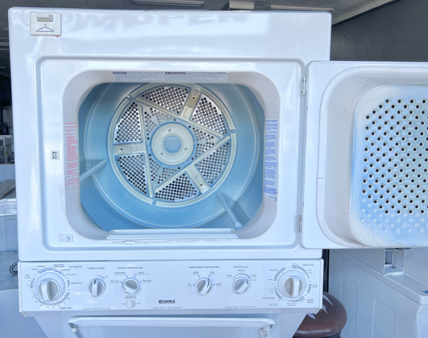 27 Inch Kenmore Gas Laundry Center Washer Dryer Stackable , 417.97972700 , White , 444494